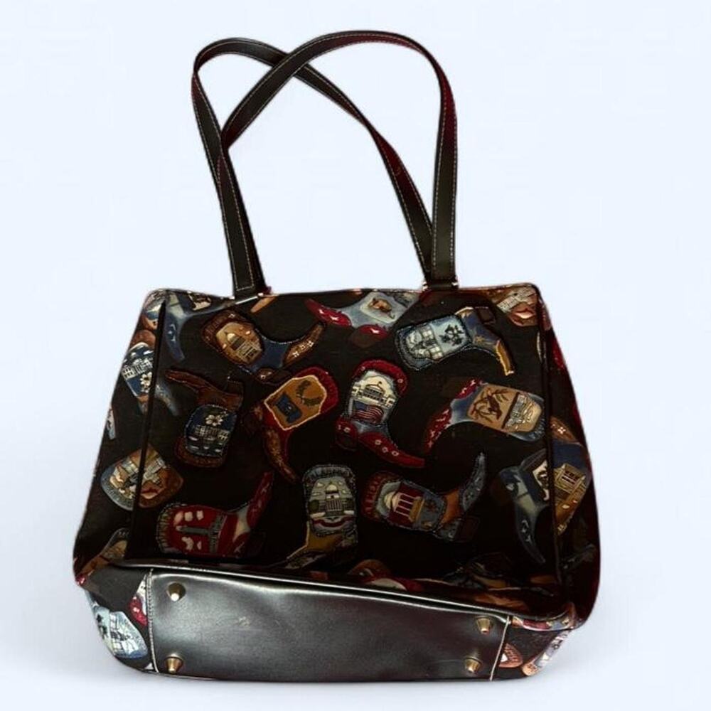 Embroidered western boot tote